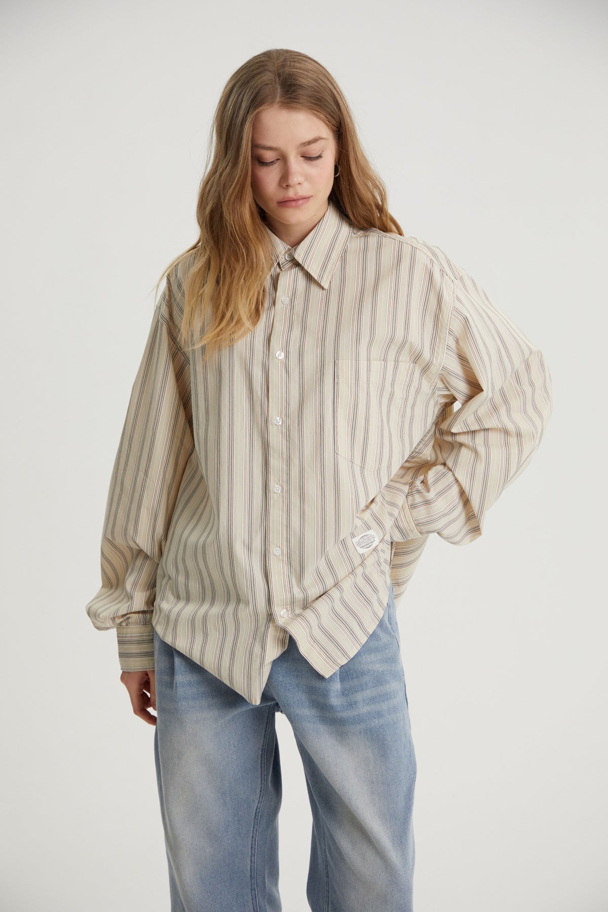 Beckett | Unisex Oversized Shirt | Striped Cotton Korean Y2K Style-Eltrendio