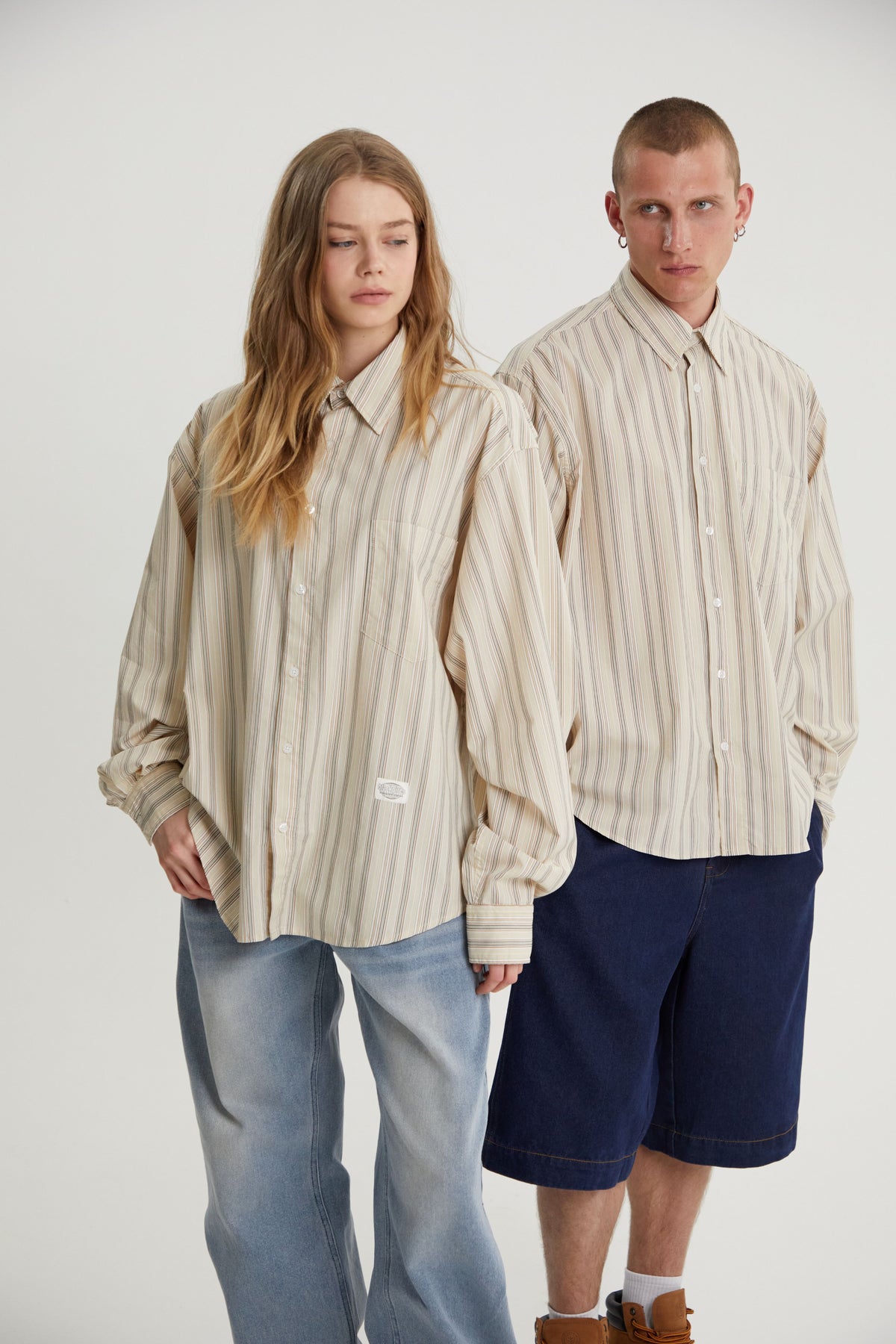 Beckett | Unisex Oversized Shirt | Striped Cotton Korean Y2K Style-Eltrendio
