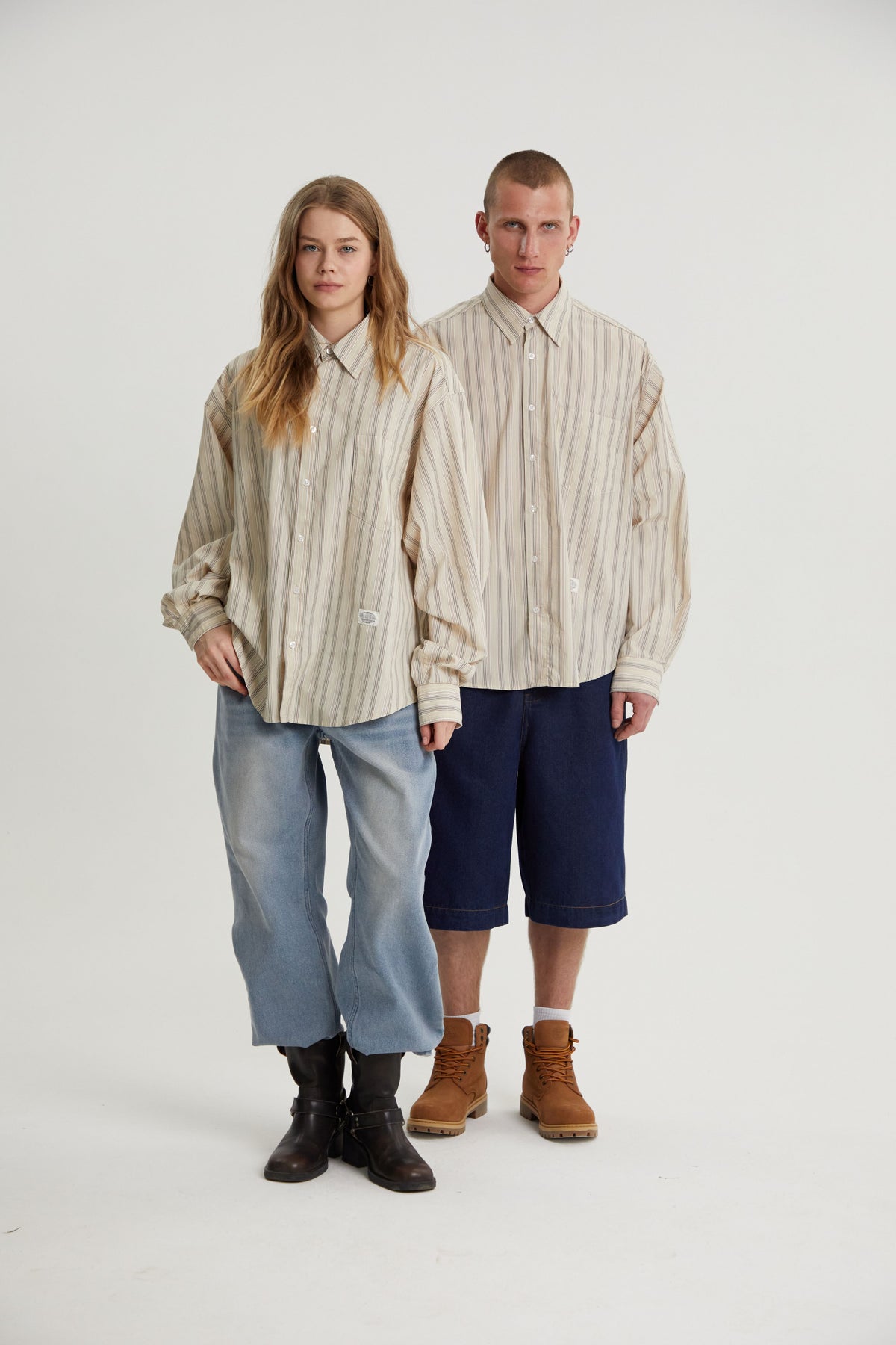 Beckett | Unisex Oversized Shirt | Striped Cotton Korean Y2K Style-Eltrendio
