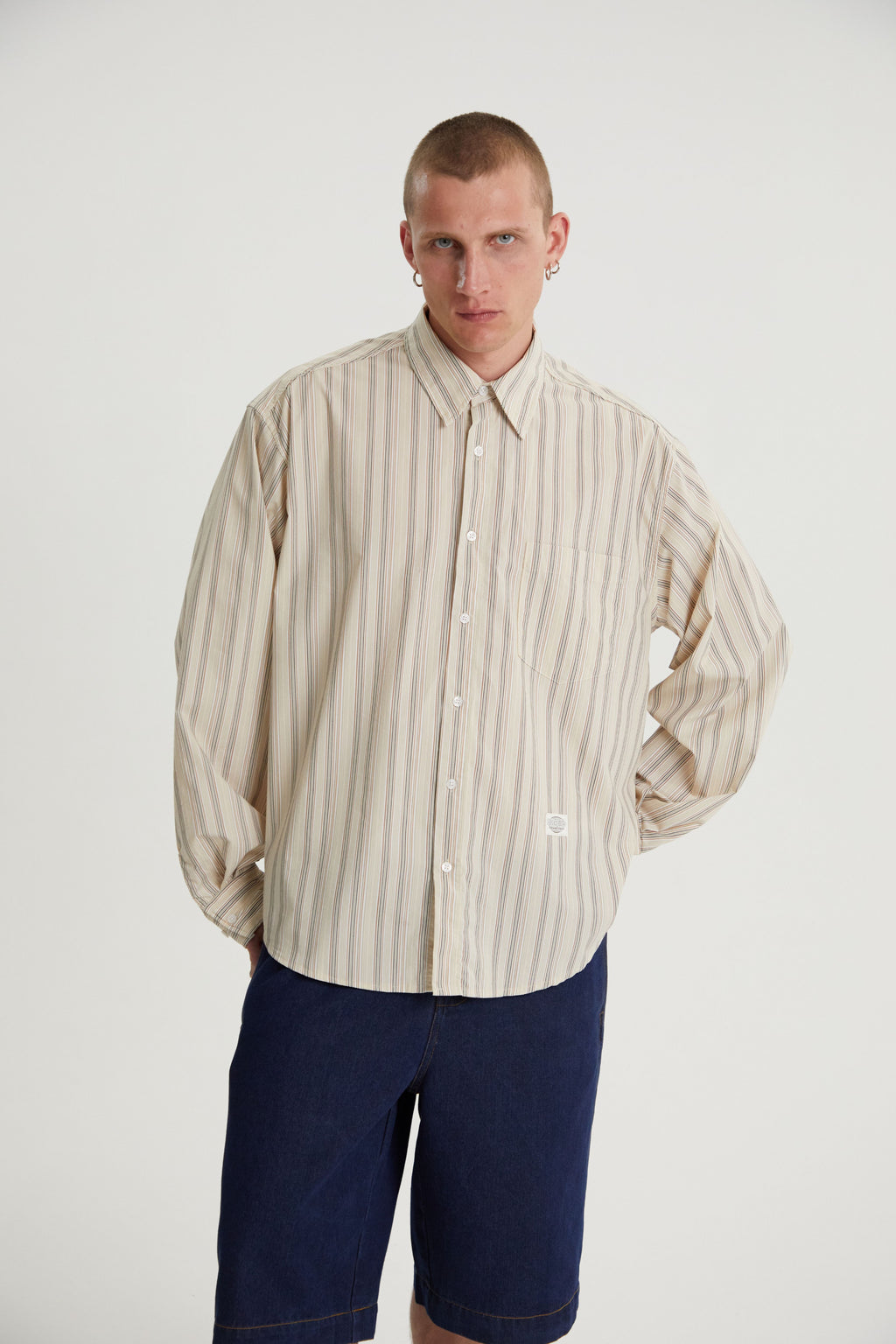 Beckett | Unisex Oversized Shirt | Striped Cotton Korean Y2K Style-Eltrendio