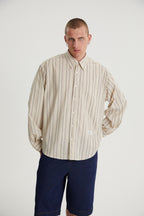 Beckett | Unisex Oversized Shirt | Striped Cotton Korean Y2K Style-Eltrendio