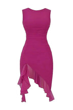Bethany | Women’s Ruched Midi Dress | Sleeveless Asymmetric Hem Occasion Wear-Women Dress-Eltrendio