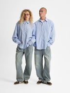 Blair | Unisex Oversized Shirt | Striped Long Sleeve Casual Style-Eltrendio