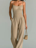 Brielle | Women’s Wide Leg Jumpsuit | Spaghetti Strap Pocket Holiday Wear-Women Jumpsuit-Eltrendio