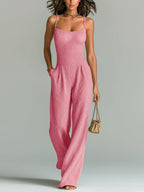 Brielle | Women’s Wide Leg Jumpsuit | Spaghetti Strap Pocket Holiday Wear-Women Jumpsuit-Eltrendio