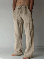 Brighton | Men’s Drawstring Wide Leg Trousers | Side Pockets Full Length Daily Wear-Men's Trousers-Eltrendio