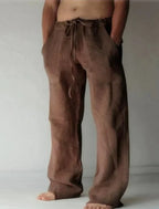 Brighton | Men’s Drawstring Wide Leg Trousers | Side Pockets Full Length Daily Wear-Men's Trousers-Eltrendio