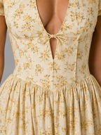 Camille | Women’s Mini Dress | Floral Print Puff Sleeve-Women Dress-Eltrendio