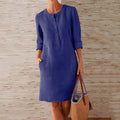 Catherine | Women’s Knee Length Dress | Button Front Pocket-Women Dress-Eltrendio