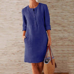Catherine | Women’s Knee Length Dress | Button Front Pocket-Women Dress-Eltrendio