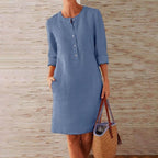 Catherine | Women’s Knee Length Dress | Button Front Pocket-Women Dress-Eltrendio