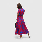 Cecilia | Women's Printed Wrap Midi Dress | Tie Waist City Break Dress-Women Dress-Eltrendio