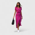Cecilia | Women's Printed Wrap Midi Dress | Tie Waist City Break Dress-Women Dress-Eltrendio