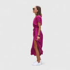 Cecilia | Women's Printed Wrap Midi Dress | Tie Waist City Break Dress-Women Dress-Eltrendio