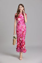 Celeste | Women’s Maxi Dress | Floral Appliqué Wedding Guest-Women Dress-Eltrendio