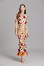 Celeste | Women’s Maxi Dress | Floral Appliqué Wedding Guest-Women Dress-Eltrendio