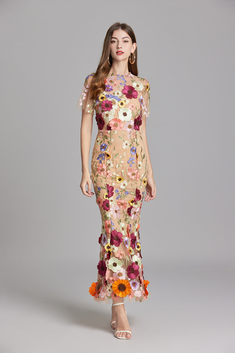 Celeste | Women’s Maxi Dress | Floral Appliqué Wedding Guest-Women Dress-Eltrendio