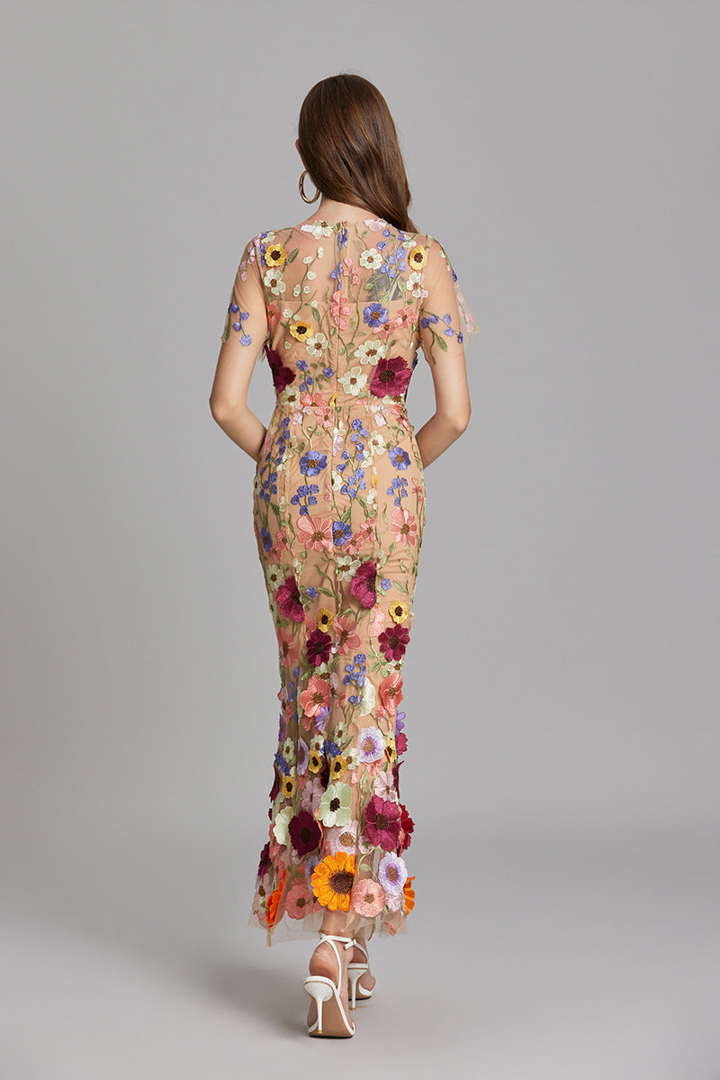 Celeste | Women’s Maxi Dress | Floral Appliqué Wedding Guest-Women Dress-Eltrendio