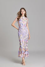 Celeste | Women’s Maxi Dress | Floral Appliqué Wedding Guest-Women Dress-Eltrendio