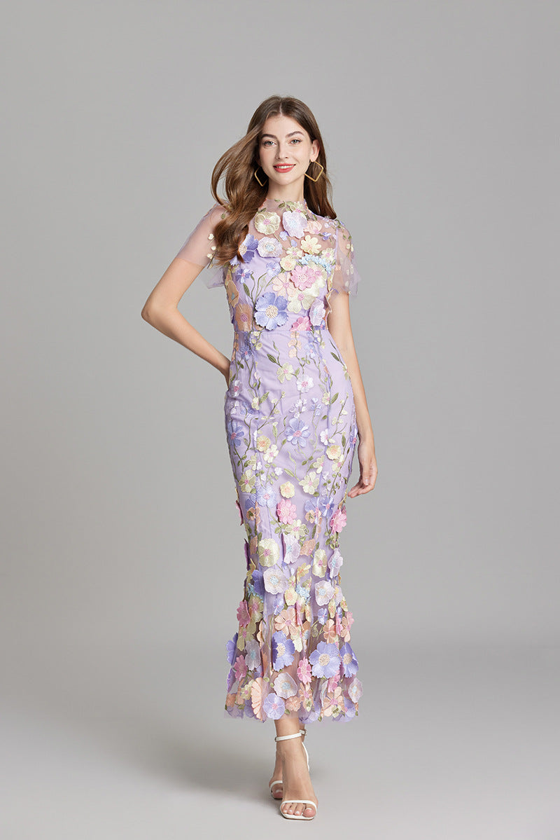 Celeste | Women’s Maxi Dress | Floral Appliqué Wedding Guest-Women Dress-Eltrendio