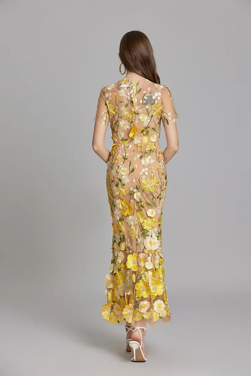Celeste | Women’s Maxi Dress | Floral Appliqué Wedding Guest-Women Dress-Eltrendio