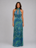 Celeste | Women’s Maxi Dress | Halter Neck Floral Wedding Guest-Women Dress-Eltrendio