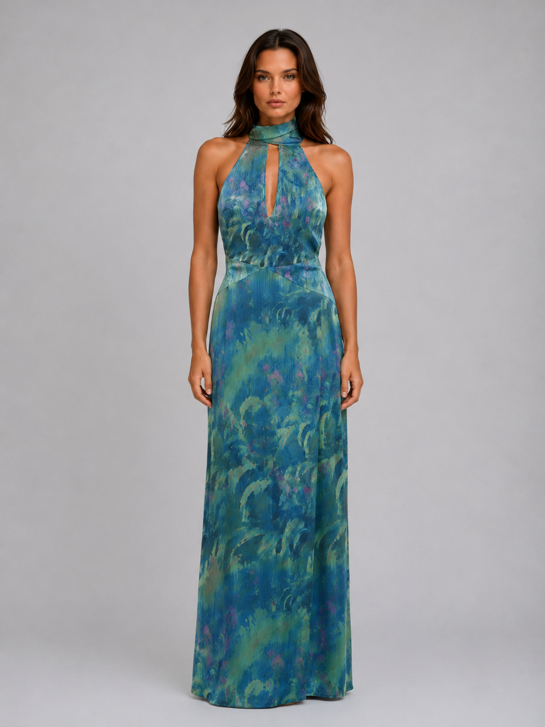 Celeste | Women’s Maxi Dress | Halter Neck Floral Wedding Guest-Women Dress-Eltrendio