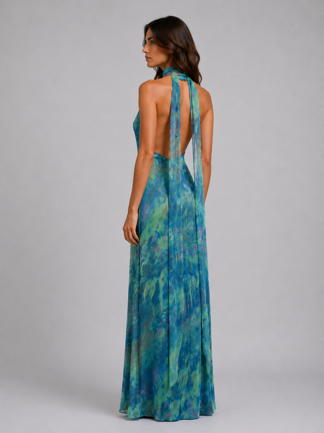 Celeste | Women’s Maxi Dress | Halter Neck Floral Wedding Guest-Women Dress-Eltrendio
