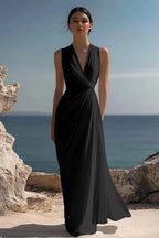 Celeste | Women’s Maxi Dress | Wrap V Neck Sleeveless-Women Dress-Eltrendio