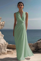 Celeste | Women’s Maxi Dress | Wrap V Neck Sleeveless-Women Dress-Eltrendio