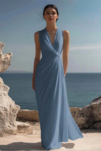 Celeste | Women’s Maxi Dress | Wrap V Neck Sleeveless-Women Dress-Eltrendio