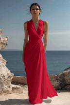 Celeste | Women’s Maxi Dress | Wrap V Neck Sleeveless-Women Dress-Eltrendio