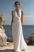 Celeste | Women’s Maxi Dress | Wrap V Neck Sleeveless-Women Dress-Eltrendio