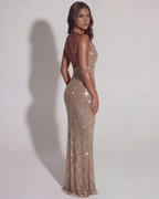 Celeste | Women’s Sequin Maxi Dress | Plunge Backless Evening Wear-Women Dress-Eltrendio