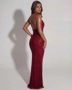Celeste | Women’s Sequin Maxi Dress | Plunge Backless Evening Wear-Women Dress-Eltrendio