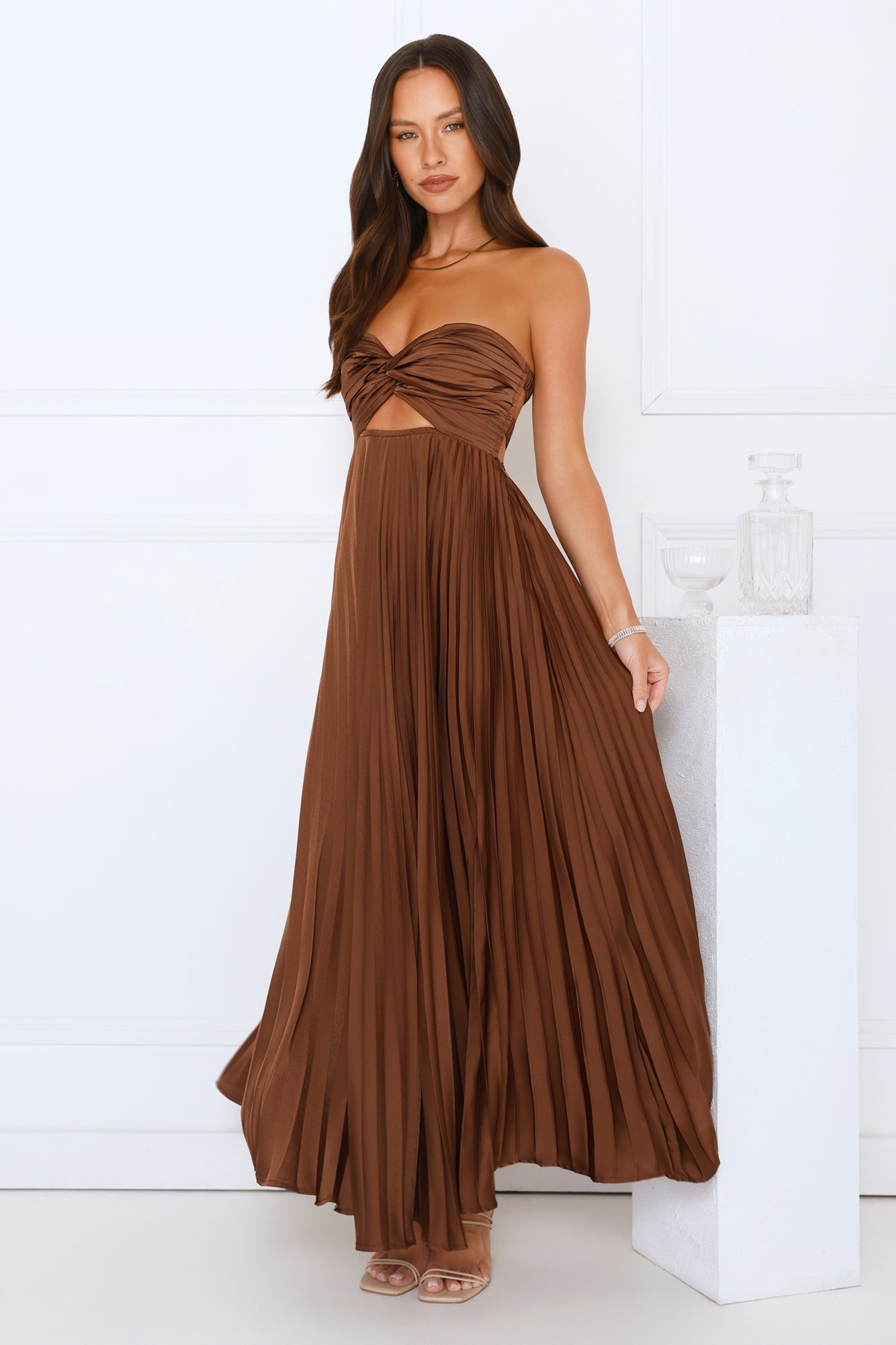 Celeste | Women’s Strapless Maxi Dress | Pleated Skirt Wedding Guest-Women Dress-Eltrendio