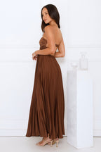 Celeste | Women’s Strapless Maxi Dress | Pleated Skirt Wedding Guest-Women Dress-Eltrendio