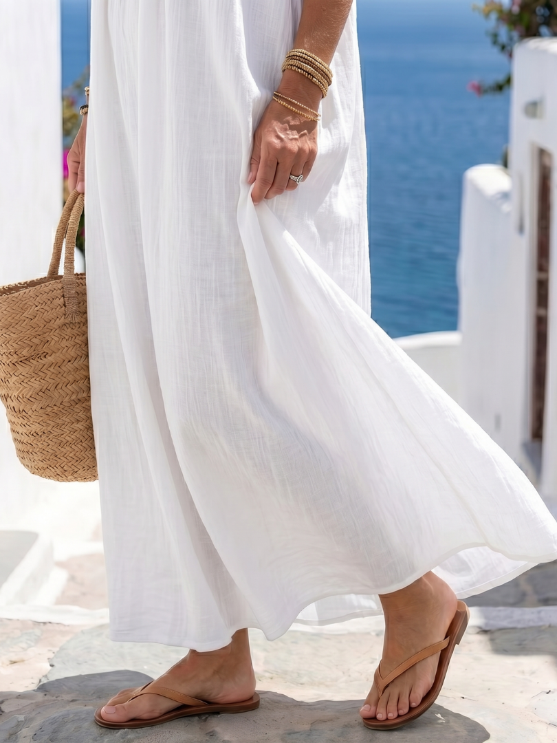 Celeste | Women's Swing Maxi Dress | Spaghetti Strap Holiday Retreat Dress-Women Dress-Eltrendio