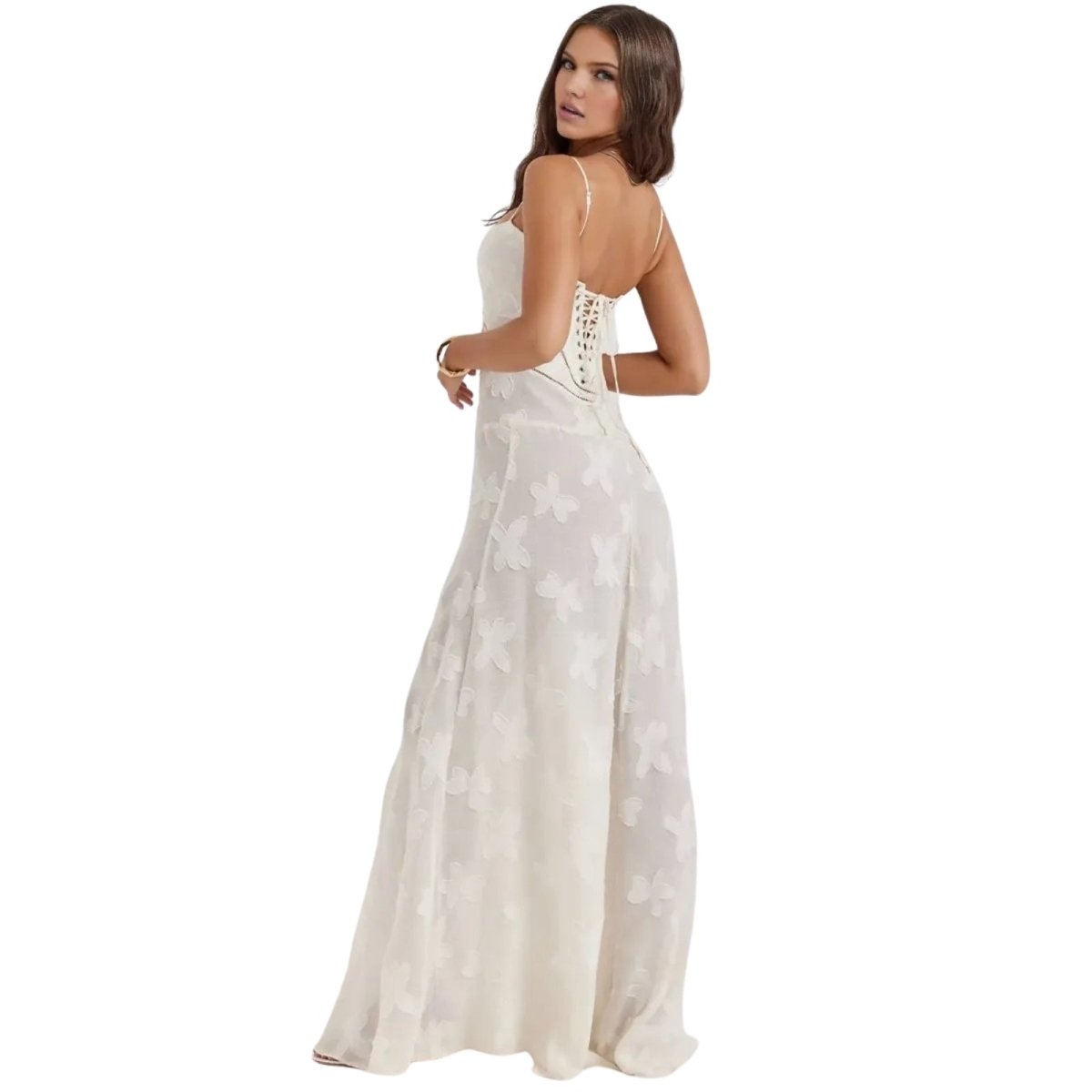 Charlotte | Women’s Floral Maxi Dress | Spaghetti Straps Panel Detail Wedding Guest Dress-Women Dress-Eltrendio