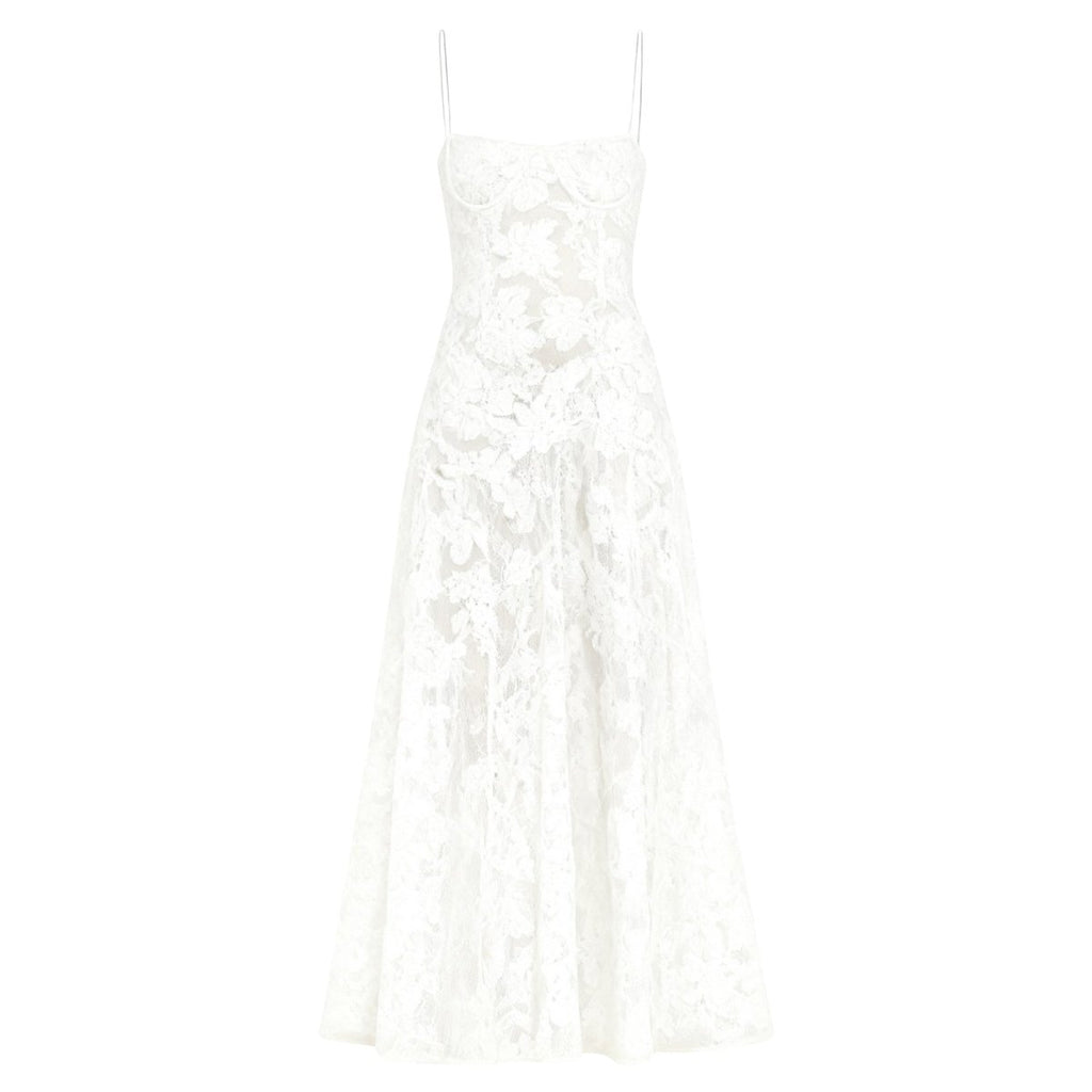 Charlotte | Women’s Floral Maxi Dress | Spaghetti Straps Panel Detail Wedding Guest Dress-Women Dress-Eltrendio