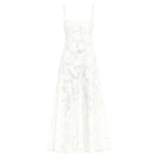 Charlotte | Women’s Floral Maxi Dress | Spaghetti Straps Panel Detail Wedding Guest Dress-Women Dress-Eltrendio