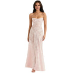 Charlotte | Women’s Floral Maxi Dress | Spaghetti Straps Panel Detail Wedding Guest Dress-Women Dress-Eltrendio