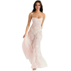 Charlotte | Women’s Floral Maxi Dress | Spaghetti Straps Panel Detail Wedding Guest Dress-Women Dress-Eltrendio