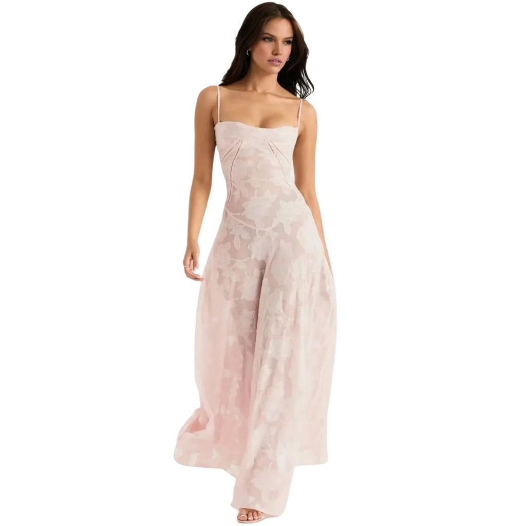 Charlotte | Women’s Floral Maxi Dress | Spaghetti Straps Panel Detail Wedding Guest Dress-Women Dress-Eltrendio