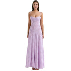 Charlotte | Women’s Floral Maxi Dress | Spaghetti Straps Panel Detail Wedding Guest Dress-Women Dress-Eltrendio