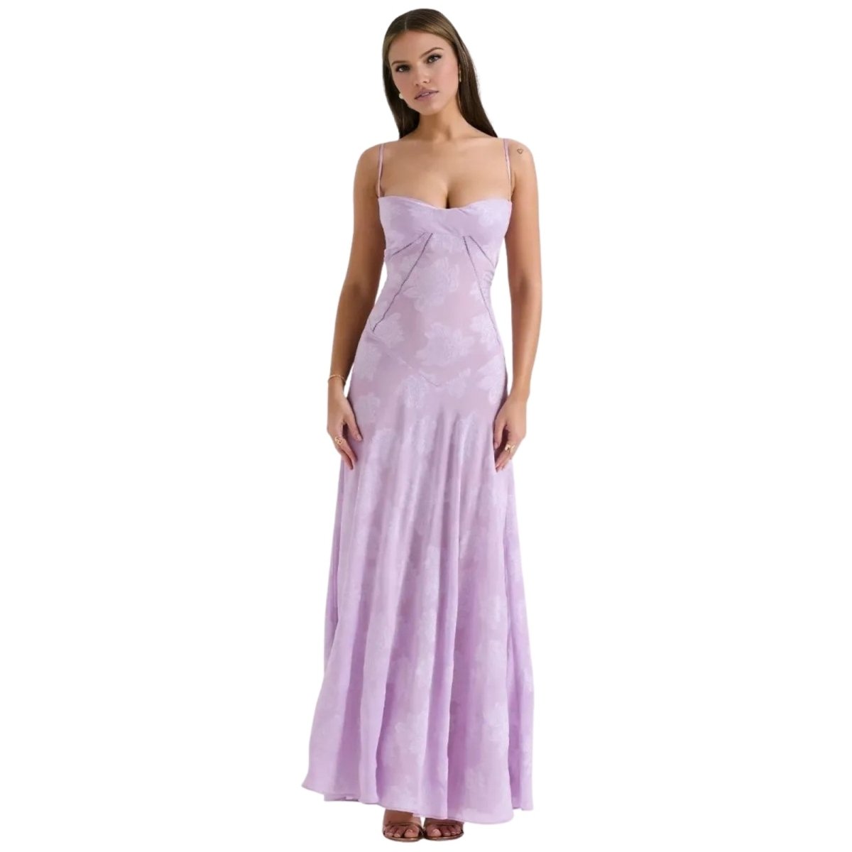 Charlotte | Women’s Floral Maxi Dress | Spaghetti Straps Panel Detail Wedding Guest Dress-Women Dress-Eltrendio