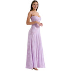Charlotte | Women’s Floral Maxi Dress | Spaghetti Straps Panel Detail Wedding Guest Dress-Women Dress-Eltrendio