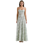 Charlotte | Women’s Floral Maxi Dress | Spaghetti Straps Panel Detail Wedding Guest Dress-Women Dress-Eltrendio