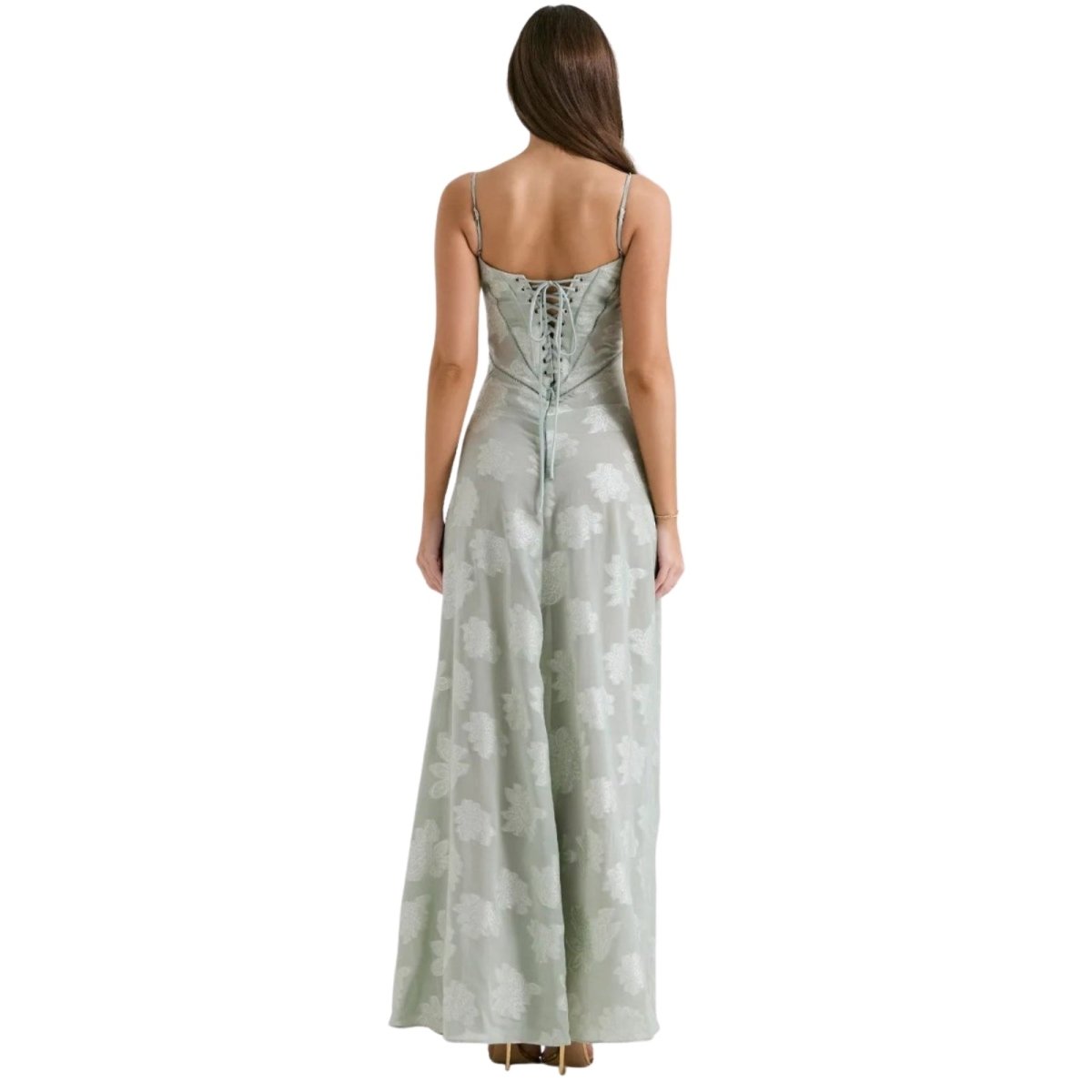 Charlotte | Women’s Floral Maxi Dress | Spaghetti Straps Panel Detail Wedding Guest Dress-Women Dress-Eltrendio