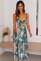 Charlotte | Women’s Floral Print Maxi Dress | Cut Out Wedding Guest Dress-Women Dress-Eltrendio